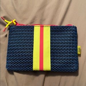 Blue/green sneaker mesh inspired makeup bag